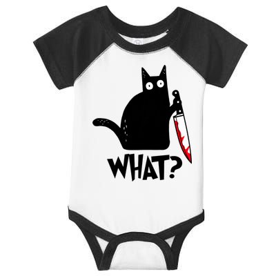 Cat What? Funny Black Cat Murderous Cat With Knife Infant Baby Jersey Bodysuit