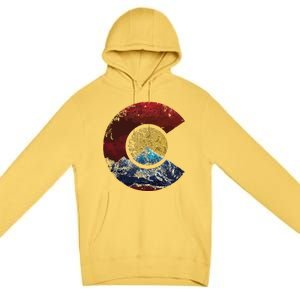 Colorado With Flag Themed Mountain Premium Pullover Hoodie