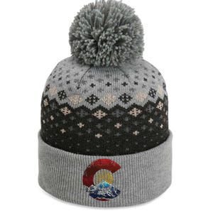 Colorado With Flag Themed Mountain The Baniff Cuffed Pom Beanie