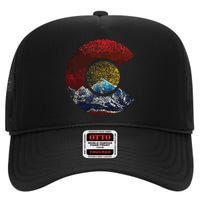 Colorado With Flag Themed Mountain High Crown Mesh Back Trucker Hat