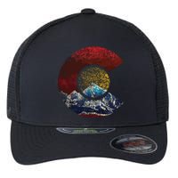 Colorado With Flag Themed Mountain Flexfit Unipanel Trucker Cap