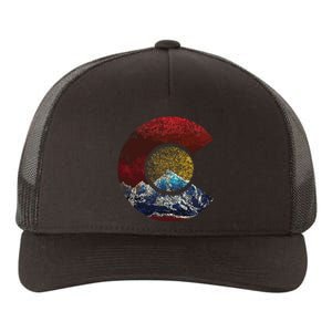 Colorado With Flag Themed Mountain Yupoong Adult 5-Panel Trucker Hat