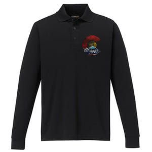 Colorado With Flag Themed Mountain Performance Long Sleeve Polo