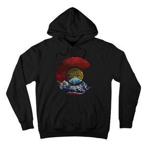 Colorado With Flag Themed Mountain Hoodie