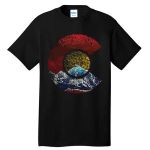 Colorado With Flag Themed Mountain Tall T-Shirt