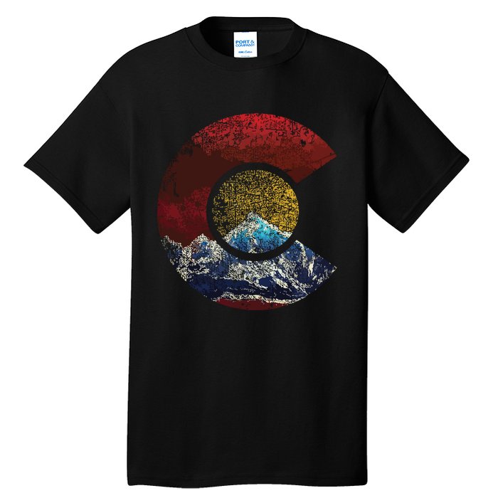 Colorado With Flag Themed Mountain Tall T-Shirt