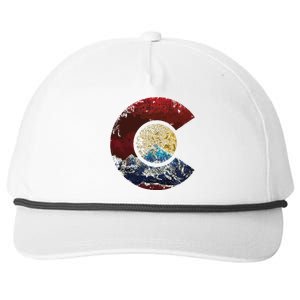 Colorado With Flag Themed Mountain Snapback Five-Panel Rope Hat