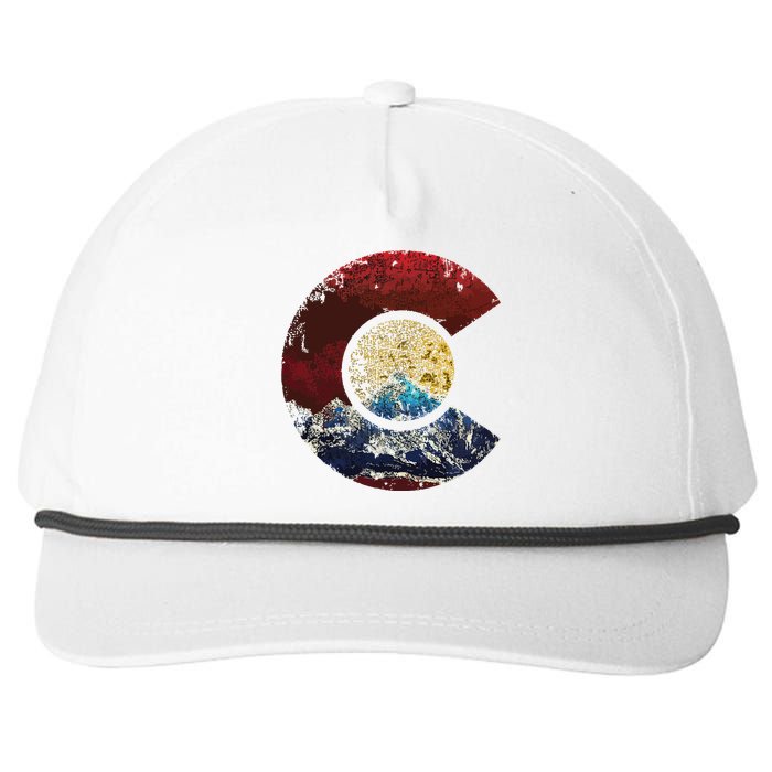 Colorado With Flag Themed Mountain Snapback Five-Panel Rope Hat