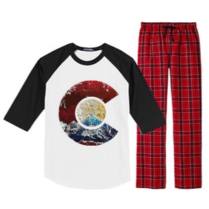 Colorado With Flag Themed Mountain Raglan Sleeve Pajama Set