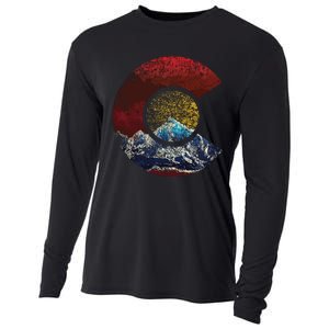 Colorado With Flag Themed Mountain Cooling Performance Long Sleeve Crew