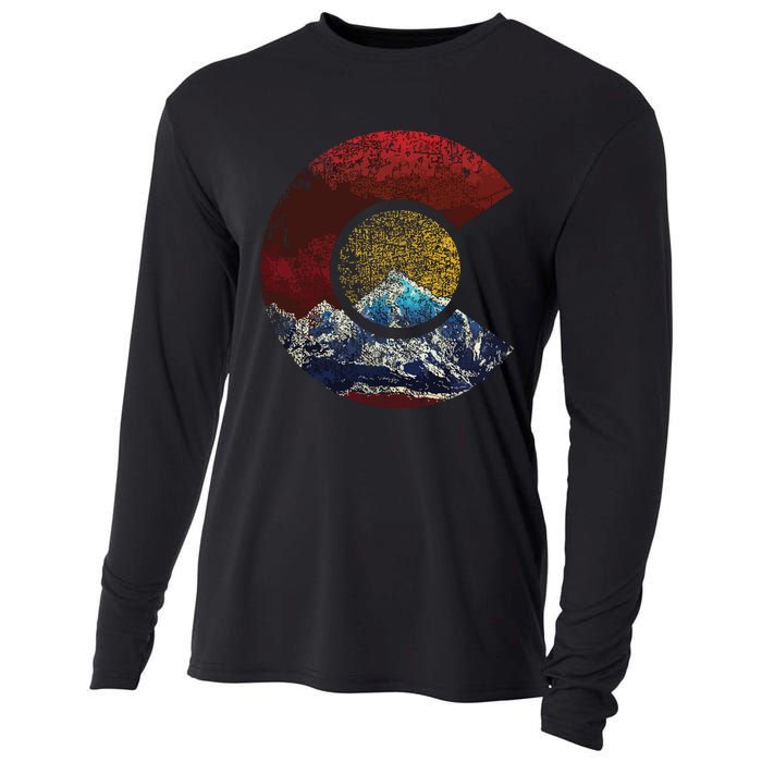 Colorado With Flag Themed Mountain Cooling Performance Long Sleeve Crew