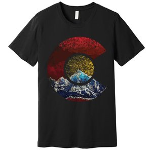 Colorado With Flag Themed Mountain Premium T-Shirt