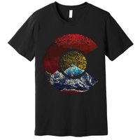 Colorado With Flag Themed Mountain Premium T-Shirt