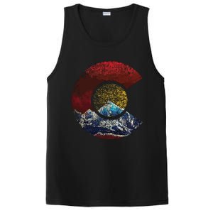 Colorado With Flag Themed Mountain PosiCharge Competitor Tank