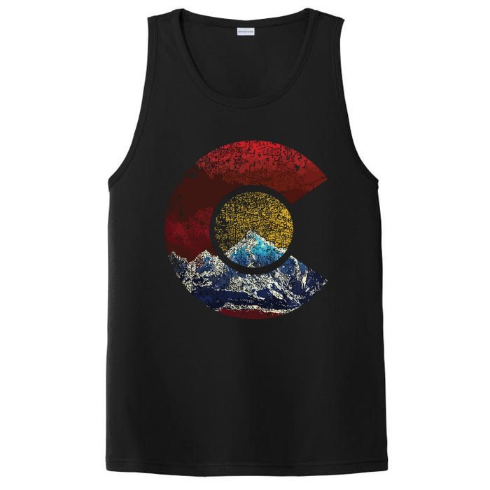 Colorado With Flag Themed Mountain PosiCharge Competitor Tank