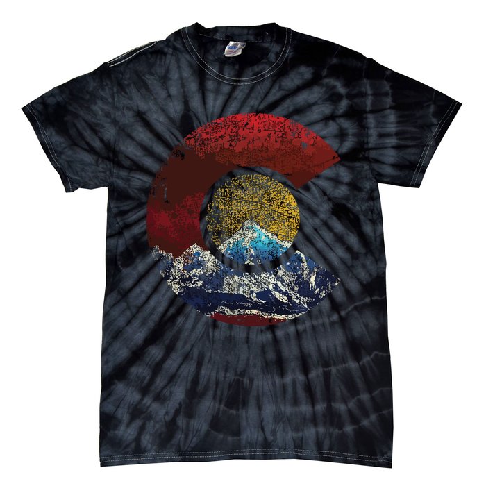 Colorado With Flag Themed Mountain Tie-Dye T-Shirt