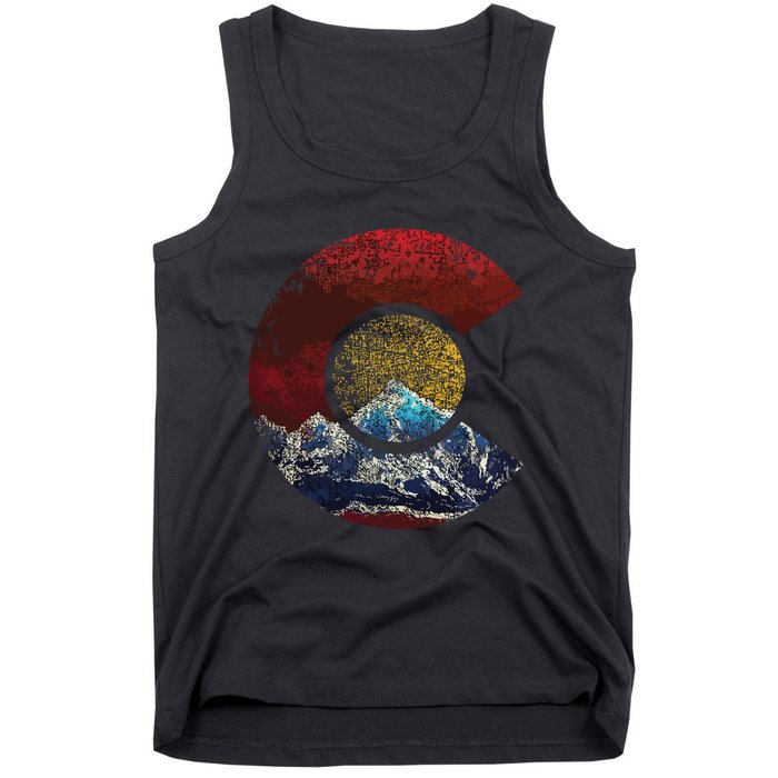 Colorado With Flag Themed Mountain Tank Top