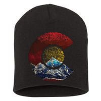 Colorado With Flag Themed Mountain Short Acrylic Beanie