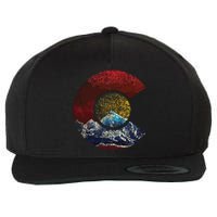 Colorado With Flag Themed Mountain Wool Snapback Cap