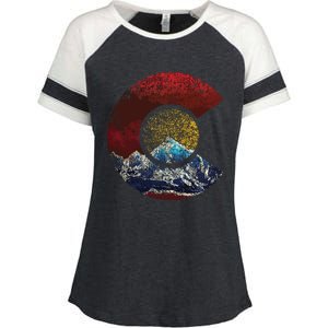 Colorado With Flag Themed Mountain Enza Ladies Jersey Colorblock Tee