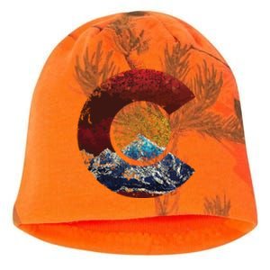 Colorado With Flag Themed Mountain Kati - Camo Knit Beanie