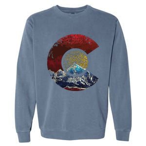 Colorado With Flag Themed Mountain Garment-Dyed Sweatshirt