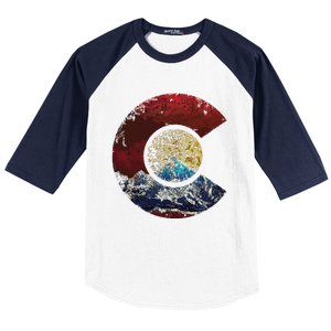 Colorado With Flag Themed Mountain Baseball Sleeve Shirt