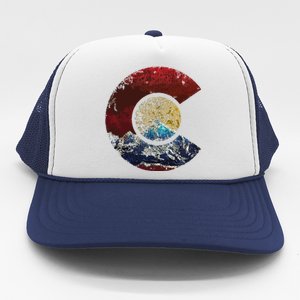 Colorado With Flag Themed Mountain Trucker Hat