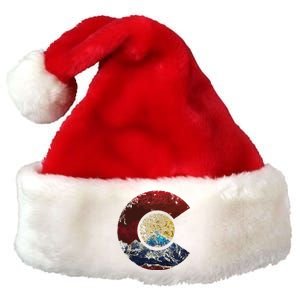 Colorado With Flag Themed Mountain Premium Christmas Santa Hat