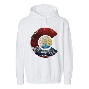 Colorado With Flag Themed Mountain Garment-Dyed Fleece Hoodie