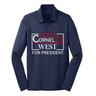 Cornel West For President 2024 Silk Touch Performance Long Sleeve Polo