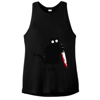 Cat What Funny Black Cat  Murderous Cat With Knife (1) Ladies PosiCharge Tri-Blend Wicking Tank