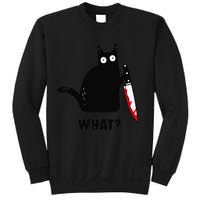 Cat What Funny Black Cat  Murderous Cat With Knife (1) Sweatshirt