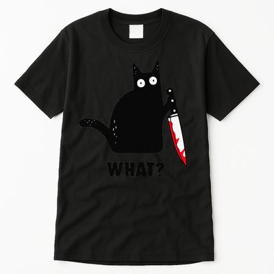 Cat What Funny Black Cat  Murderous Cat With Knife (1) Tall T-Shirt