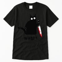 Cat What Funny Black Cat  Murderous Cat With Knife (1) Tall T-Shirt