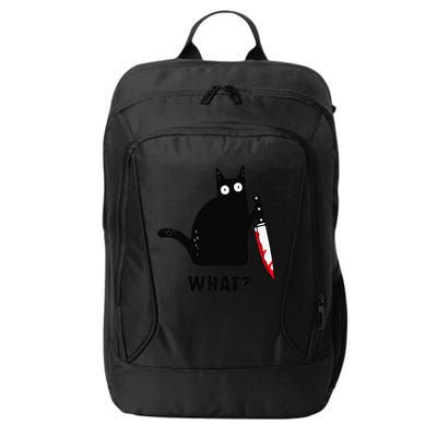 Cat What Funny Black Cat  Murderous Cat With Knife (1) City Backpack