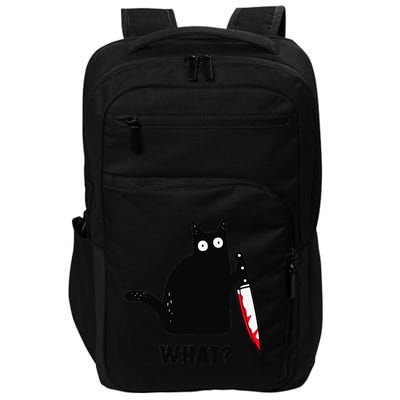 Cat What Funny Black Cat  Murderous Cat With Knife (1) Impact Tech Backpack