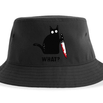 Cat What Funny Black Cat  Murderous Cat With Knife (1) Sustainable Bucket Hat