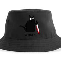 Cat What Funny Black Cat  Murderous Cat With Knife (1) Sustainable Bucket Hat