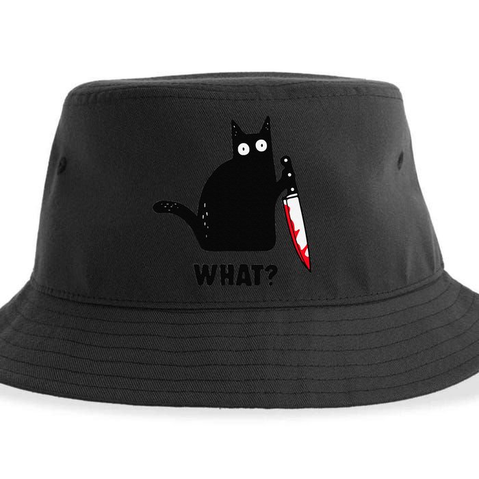 Cat What Funny Black Cat  Murderous Cat With Knife (1) Sustainable Bucket Hat