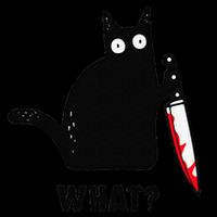 Cat What Funny Black Cat  Murderous Cat With Knife (1) Bucket Hat
