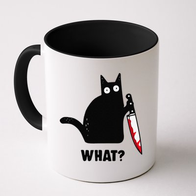 Cat What Funny Black Cat  Murderous Cat With Knife (1) Mug