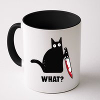 Cat What Funny Black Cat  Murderous Cat With Knife (1) Mug