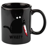 Cat What Funny Black Cat  Murderous Cat With Knife (1) 11oz C Handle Ceramic Mug