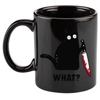 Cat What Funny Black Cat  Murderous Cat With Knife (1) 11oz C Handle Ceramic Mug