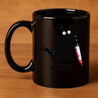 Cat What Funny Black Cat  Murderous Cat With Knife (1) 11oz C Handle Ceramic Mug