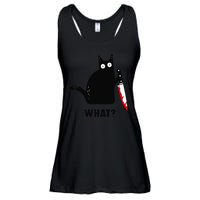 Cat What Funny Black Cat  Murderous Cat With Knife (1) Ladies Essential Flowy Tank