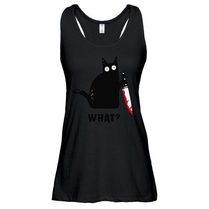 Cat What Funny Black Cat  Murderous Cat With Knife (1) Ladies Essential Flowy Tank