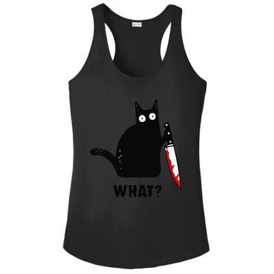 Cat What Funny Black Cat  Murderous Cat With Knife (1) Ladies PosiCharge Competitor Racerback Tank