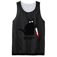 Cat What Funny Black Cat  Murderous Cat With Knife (1) Mesh Reversible Basketball Jersey Tank